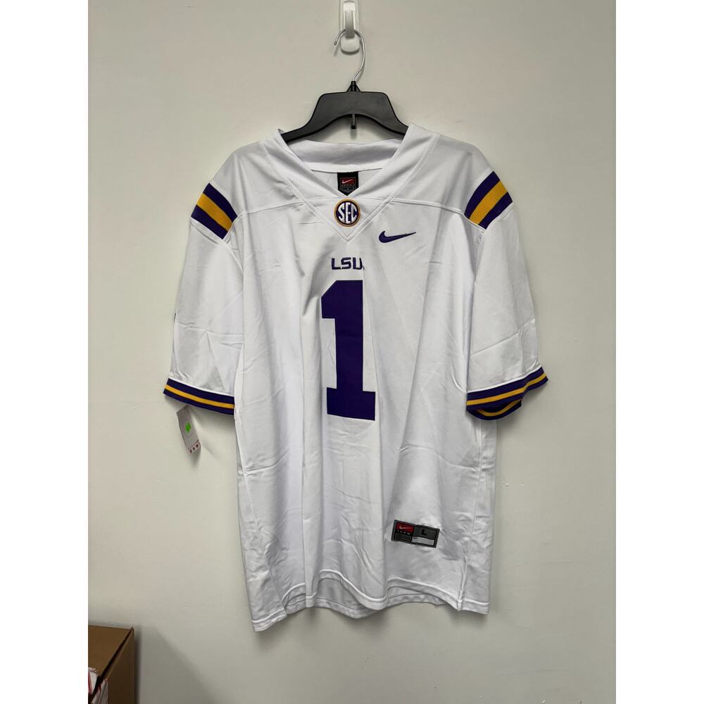 Nike LSU White #1 Football Jersey